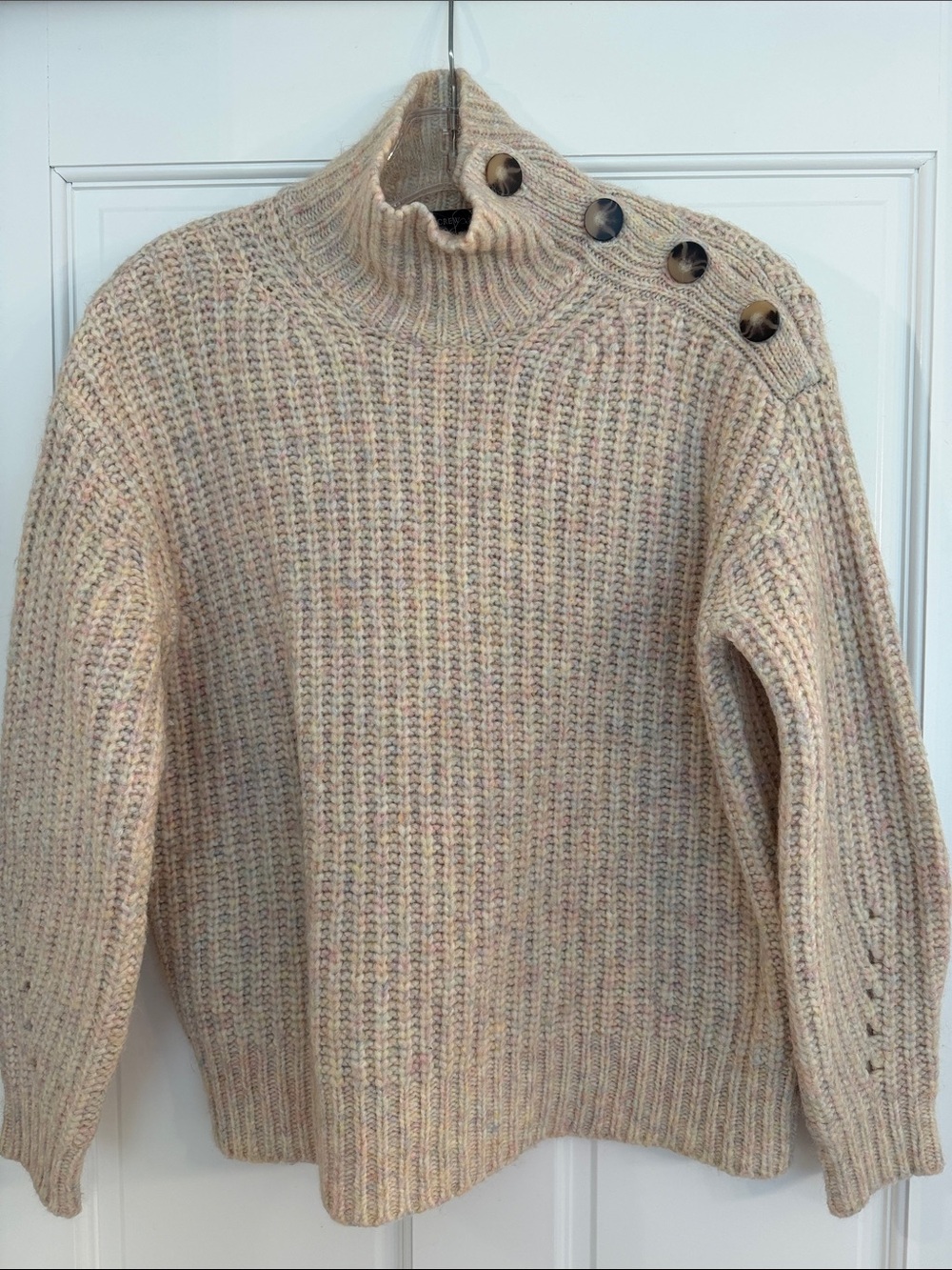Women’s J. Crew Cream Button-Shoulder Alpaca Blend Sweater
